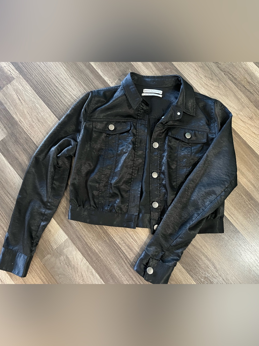 Urban Outfitters Black Satin Snap-Front Jacket